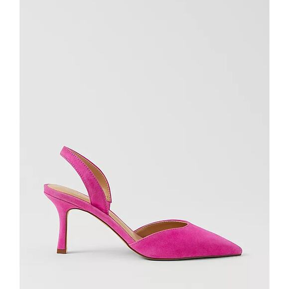 NWT Women's Ann Taylor Kerry Suede Slingback Pump in Rose Violet size 9 Glam - Picture 2 of 6